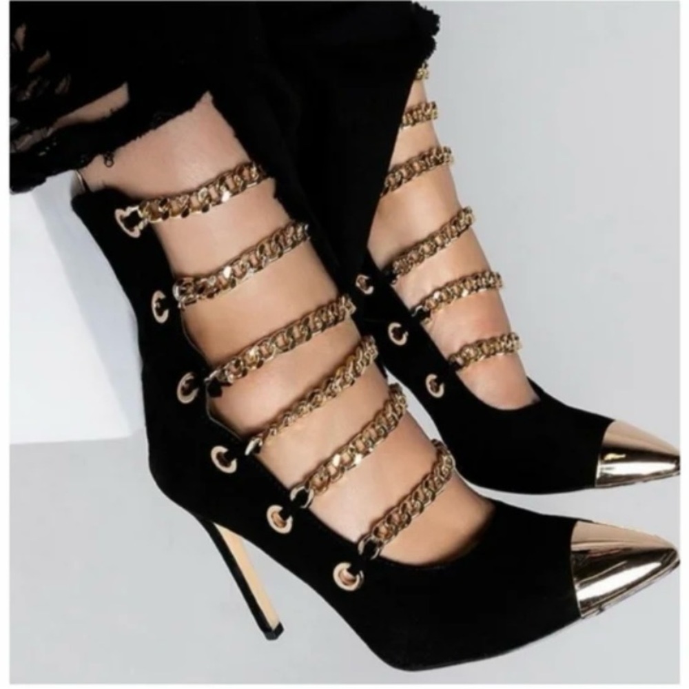 AZALEA WANG 
Maverick Gold Chain Booties
These are a plus to any girls closet